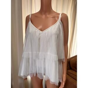 Eloquii Sheer Gauzy Flirty Romantic Tank NWT Sz 20 White Flattering Summer